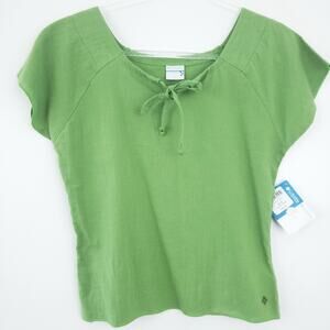 NEW Columbia Cotton Short Sleeve Shirt Green Small Hiking Outdoors Womens